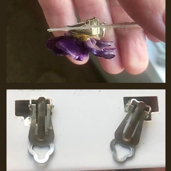 Vintage clip on earrings - 2 pair one gold tone -one silver tone - Picture 3 of 8